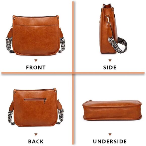 Vegan Leather Crossbody Bag Women Adjustable Straps Multiple Pockets Casual - Picture 5 of 6